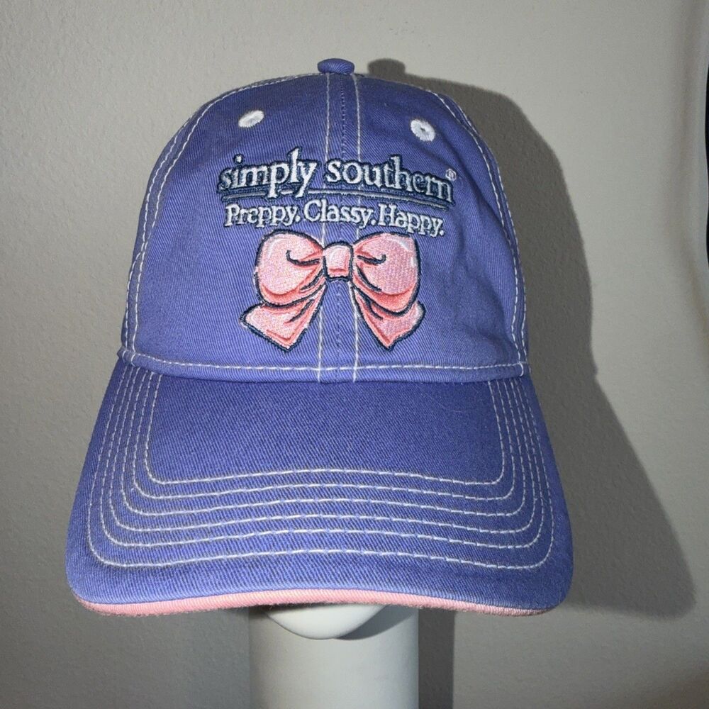 Simply Southern Purple Pink Bow Hat Cap Strap Back Adjustable Preppy Classy Happ